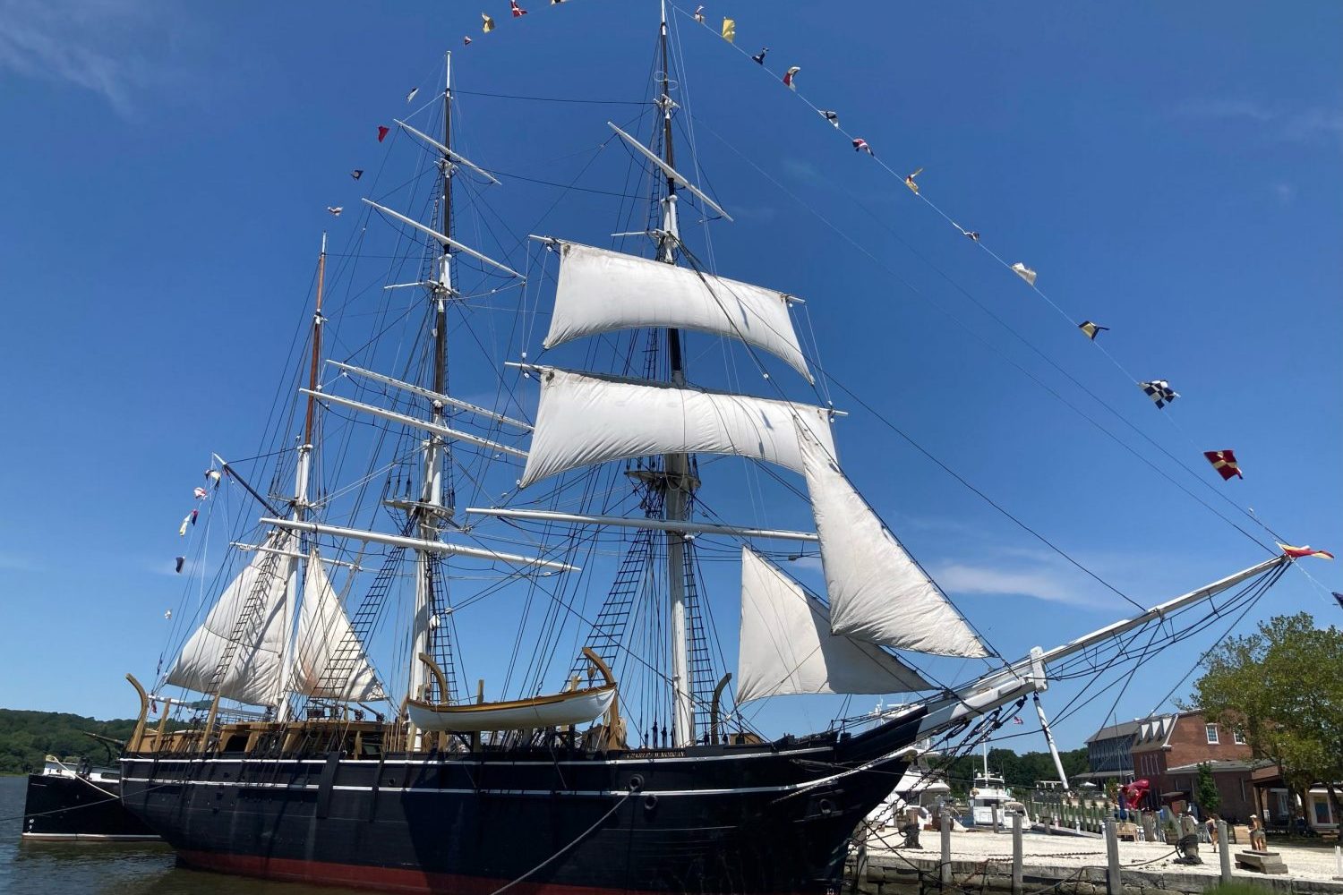 Whaleship docked in the water.