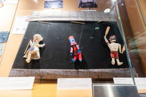 A portion of the "Threads of Identity" exhibition in the Homer Babbidge Library representing the Middle Eastern Cultural Programs sits on display on Thursday, Sept. 17, 2026.