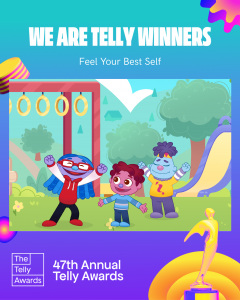 A graphic illustration, bearing the words "We Are Telly Winners", in promotion for the 47th Annual Telly Awards