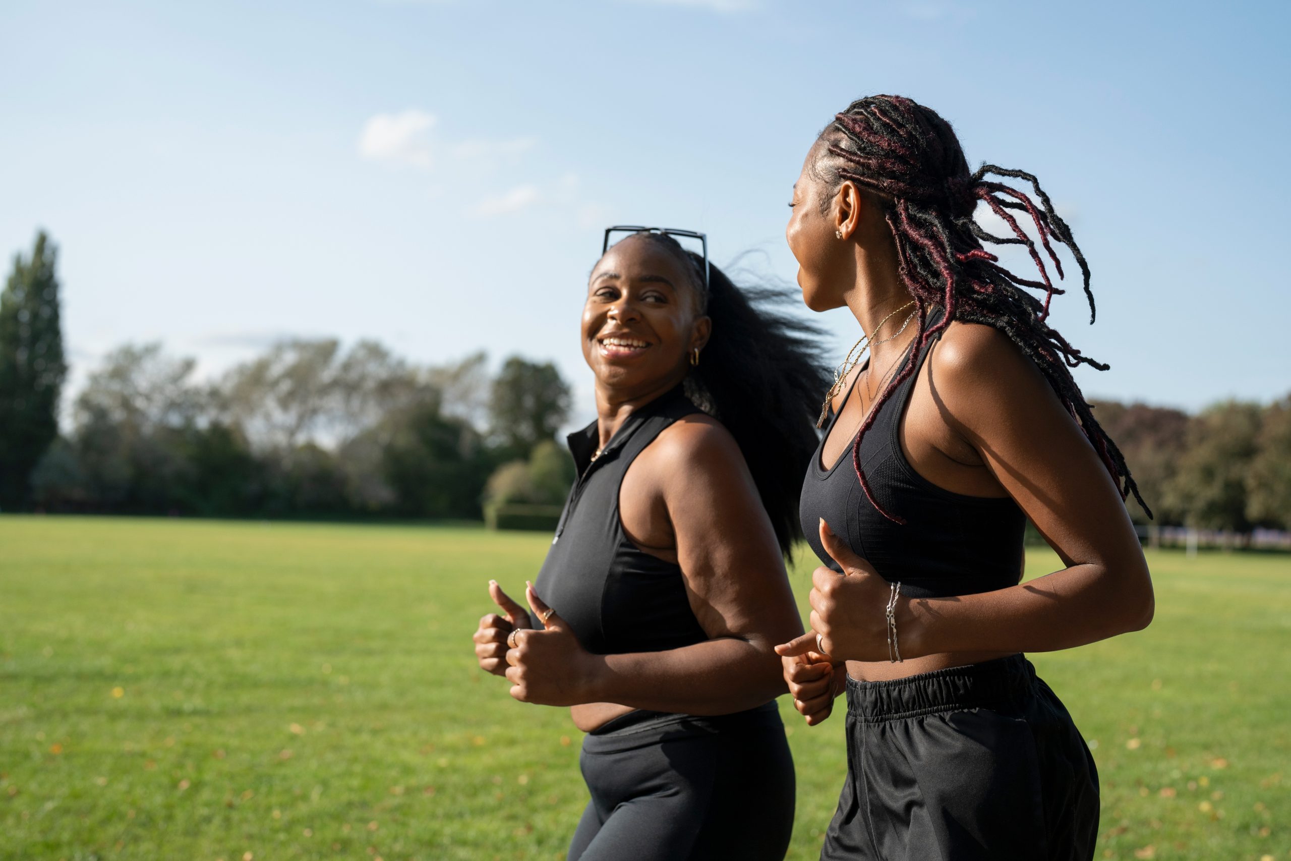 Two women jogging