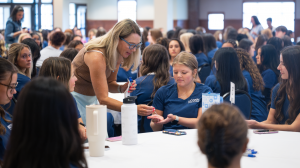 (Students receive lavender oil during Transitions Ceremony/ Ben Liao)