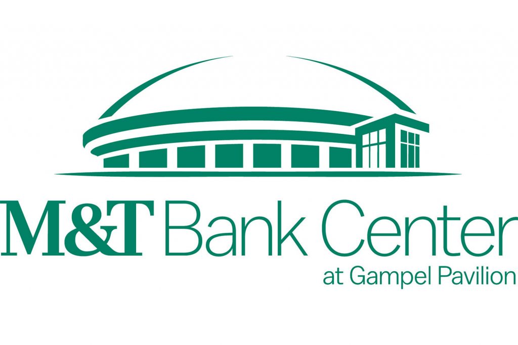 An outline of an arena with the words M&T Bank Center at Gampel Pavillion