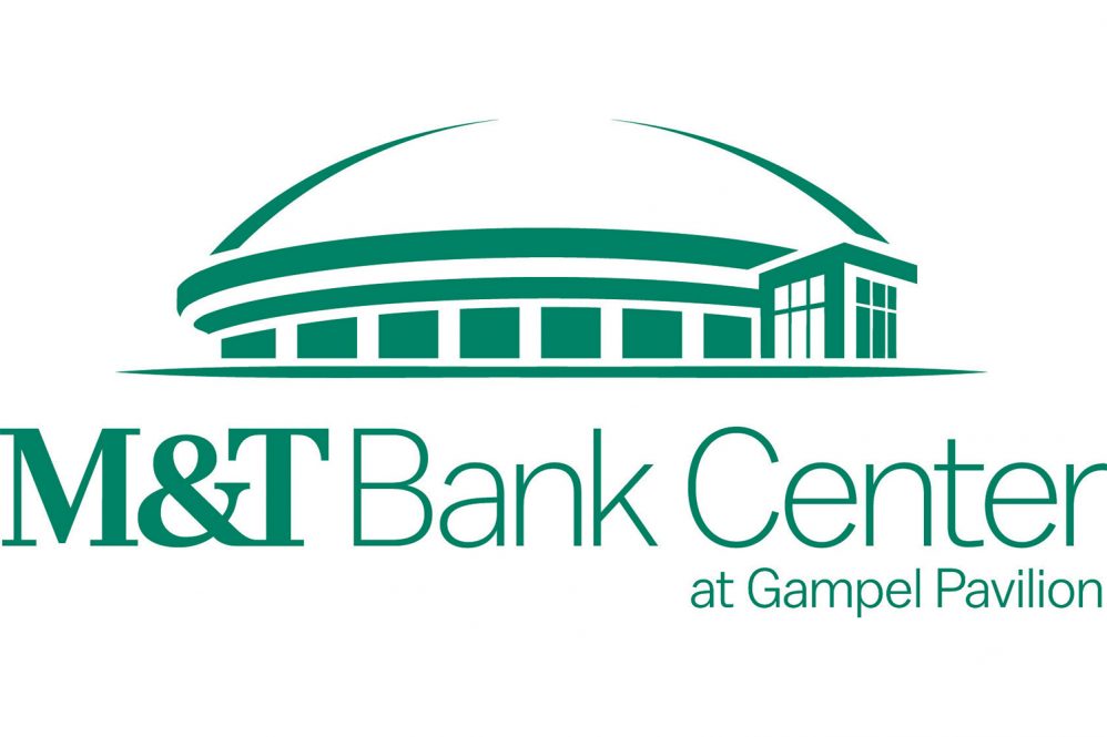 An outline of an arena with the words M&T Bank Center at Gampel Pavillion