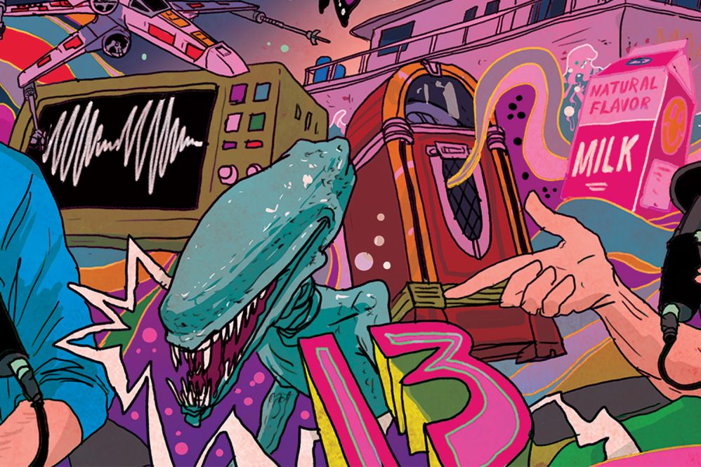 alt="The Pop Culture Podcast Hosts chatting with all the stuff they talk about behind them by michael byers"